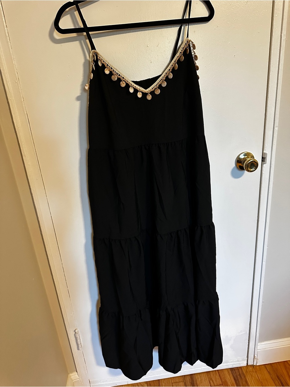 Black Maxi Dress with Shell Trim